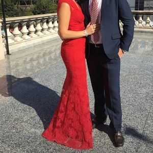 Red lace dress